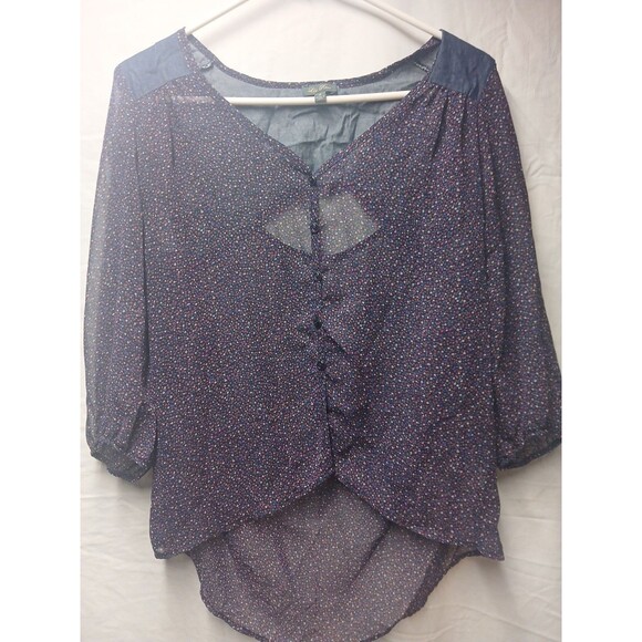 Lily Rose Tops - Lily Rose Women's Top Floral Blouse Puff Sleeves Size Medium Highlow Purple